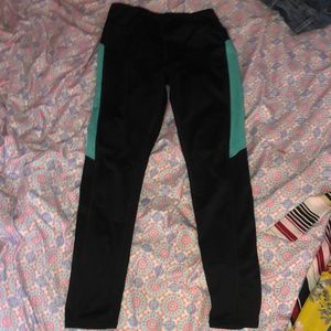 black/teal leggings for kids size 10/12